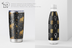 16 Black &amp; Gold Taurus Zodiac Seamless Patterns Product Image 6