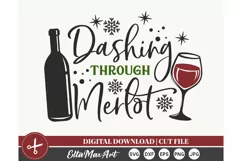 Dashing through merlot Christmas shirt svg, Christmas SVG, Product Image 3