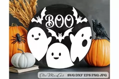 Boo Svg, Halloween Svg, Halloween sign Svg, Round Sign Svg, Product Image 1