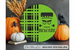 Beware SVG, Halloween Round Sign SVG, Halloween Svg, PNG Product Image 1
