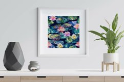 Watercolor Water Lilies Digital Papers - Seamless Patterns Product Image 4