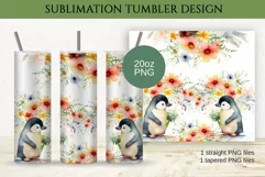 Cute watercolor penguin Tumbler Sublimation 20oz Product Image 1