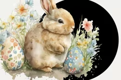 Vintage Watercolor Easter Bunny Clipart PNG, Sublimation Product Image 2