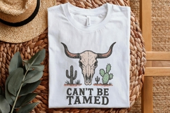 Can&#039;t Be Tamed PNG, Western Skull Digital Download, Cowboy Product Image 3