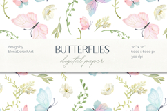 Watercolor Butterfly Digital Paper Seamless Floral Patterns Product Image 6