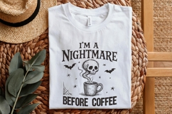 I&#039;m a Nightmare Before Coffee PNG, Halloween Skull Coffee Product Image 2