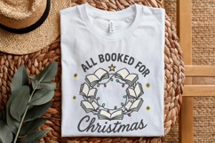 All Booked For Christmas PNG, Book Lover Christmas Wreath Product Image 5