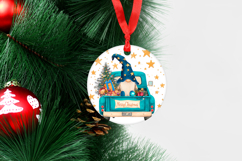 4 Whimsical Holiday Gnome Round Ornaments, Christmas designs Product Image 5