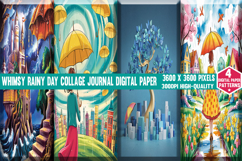 Whimsy Rainy Day Collage Journal Digital Paper Background pn Product Image 6