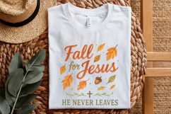 Fall for Jesus png, He Never Leaves png, Fall Png, Product Image 3