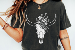 Boho Cow Skull with Wildflowers PNG Art, Western Floral Product Image 4
