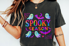 Spooky Season PNG, Neon Halloween Ghost, Bat &amp; Web PNG, Product Image 5
