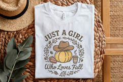 Just A Girl Who Loves Fall PNG, Pumpkin Coffee Autumn PNG, Product Image 4