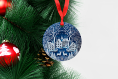 4 Christmas Paper Cut Round Ornaments, Xmas Sublimation PNG Product Image 5