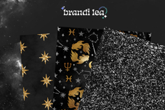 16 Black &amp; Gold Pisces Zodiac Seamless Patterns Product Image 7