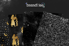 16 Black &amp; Gold Aquarius Zodiac Seamless Patterns Product Image 7