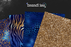 16 Blue &amp; Gold Luxury Safari Seamless Patterns Product Image 7