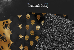 16 Black &amp; Gold Scorpio Zodiac Seamless Patterns Product Image 7