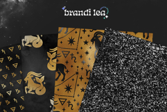 16 Black &amp; Gold Capricorn Zodiac Seamless Patterns Product Image 7