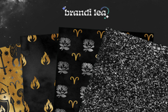 16 Black &amp; Gold Aries Zodiac Seamless Patterns Product Image 7