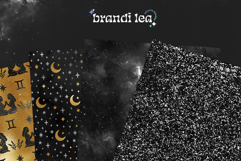 16 Black &amp; Gold Gemini Zodiac Seamless Patterns Product Image 7