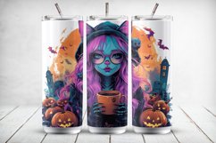 4 Zombie Cat Girls Tumbler Wrap Sublimation Design, 20 oz Product Image 5