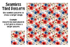 Patriotic Flowers Digital Papers - Seamless Patterns Product Image 4