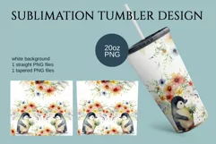 Cute watercolor penguin Tumbler Sublimation 20oz Product Image 2