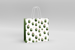 4 Grumpy Green Cat Seamless Patterns, Xmas Digital Paper PNG Product Image 5