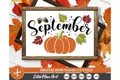 September SVG, Autumn SVG, Fall SVG, Pumpkin SVG, PNG Product Image 3