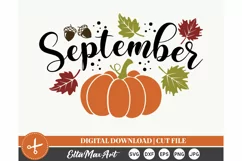 September SVG, Autumn SVG, Fall SVG, Pumpkin SVG, PNG Product Image 2