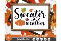 Sweater weather SVG, Autumn SVG, Fall SVG, Pumpkin SVG, PNG Product Image 1