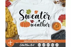 Sweater weather SVG, Autumn SVG, Fall SVG, Pumpkin SVG, PNG Product Image 3