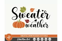 Sweater weather SVG, Autumn SVG, Fall SVG, Pumpkin SVG, PNG Product Image 2