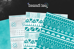 16 Teal Bogolan Seamless Patterns Product Image 5