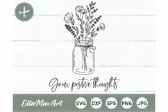 Grow positive thoughts SVG, Flowers svg, Wildflower SVG, Product Image 2