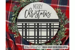Merry Christmas SVG, Christmas Round Sign SVG, Door Hangers Product Image 1