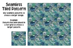 3D Flowers Seamless Patterns - Blue and Green 3D Florals Product Image 5