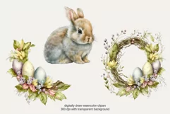 Vintage Watercolor Easter Bunny Clipart PNG, Sublimation Product Image 2