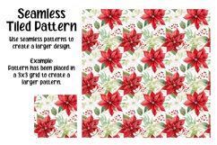 Watercolor Poinsettias Digital Papers - Seamless Patterns Product Image 3