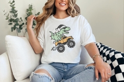 Dinosaur Monster Truck Christmas PNG, Festive T-Rex Digital Product Image 2