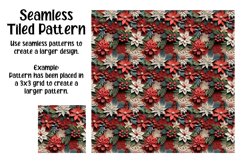 3d Christmas Flowers Digital Papers - Seamless Patterns Product Image 3