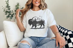 Bison Double Exposure PNG, Nature Mountain Forest Wildlife Product Image 3
