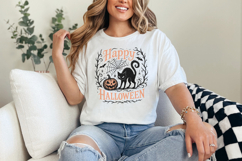 Happy Halloween PNG, Black Cat and Pumpkin Clipart PNG for Product Image 6