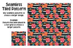 Bold Floral Stripes Digital Papers - Seamless Patterns Product Image 5