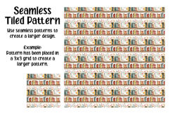 Bookshelfs with Flowers Digital Papers - 16 Seamless Paper Product Image 5