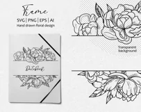 Frame with peonies in Png, Ai, Eps, Svg files for cricut. Product Image 3