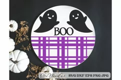 Boo SVG, Halloween Round Sign SVG, Farmhouse Halloween SVG, Product Image 1
