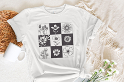 Taupe Checkered Boho Flower PNG, Neutral Daisy Design, Product Image 3