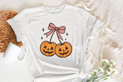 Double Pumpkin PNG, Halloween Clipart, Pink Bow Jack O Product Image 3